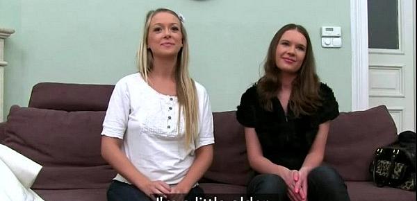  Young and hopeful teenagers on the sofa